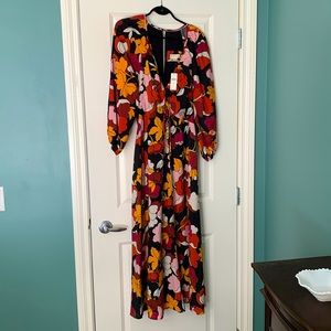 Maeve Anthropologie Floral Print Maxi Dress Fall Colors Size 16